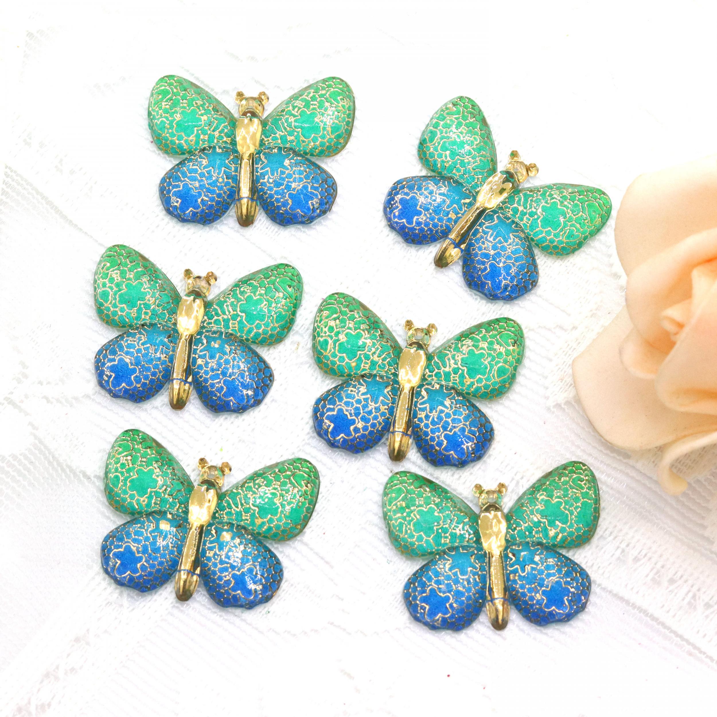 10Pcs Butterflies Resin Charms for DIY Keychain Crafts